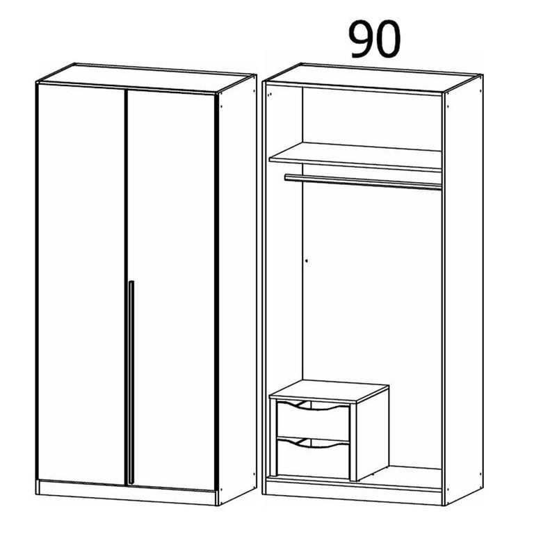 Rauch Alba 91cm 2 Door Wardrobe - Alpine White