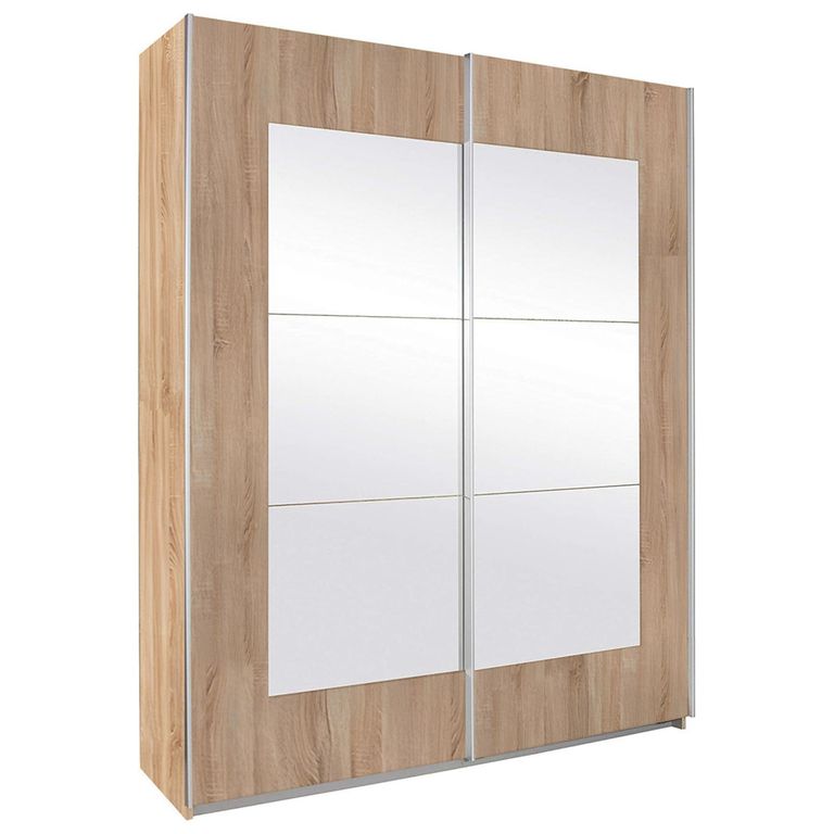 Alegro Sliding Wardrobe - 181cm - 2 Door with Mirror - Sonoma Oak
