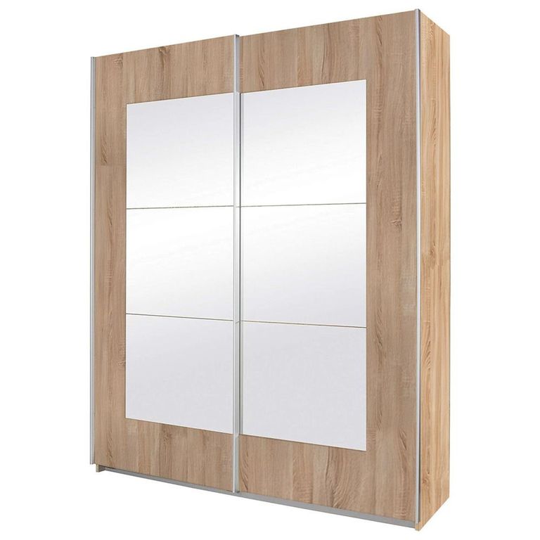 Alegro Sliding Wardrobe - 181cm - 2 Door with Mirror - Sonoma Oak