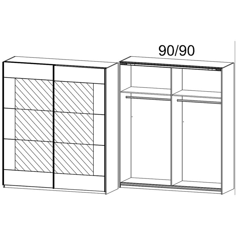 Alegro Sliding Wardrobe - 181cm - 2 Door with Mirror - Sonoma Oak