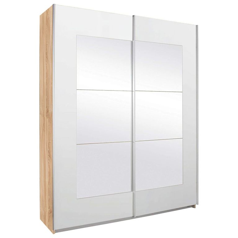 Rauch Alegro 181cm 2 Door Sliding Wardrobe with Mirror - Sonoma Oak and Alpine White