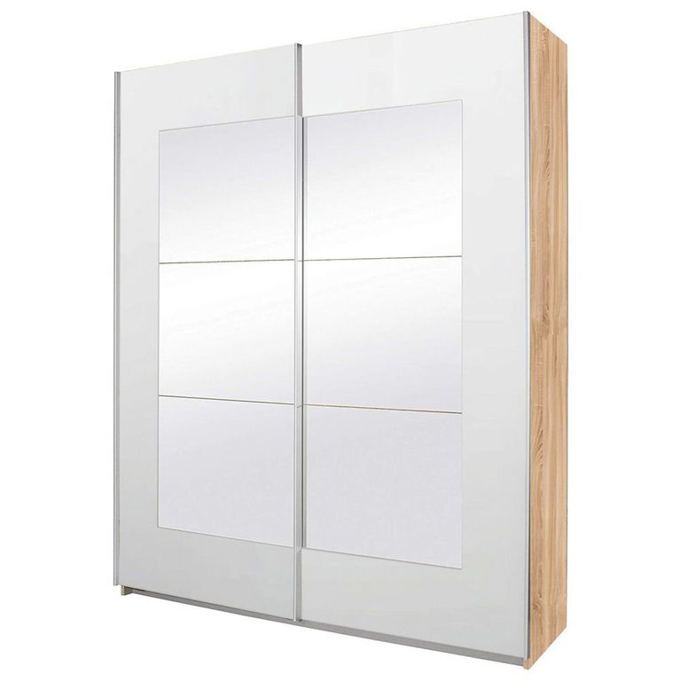 Rauch Alegro 181cm 2 Door Sliding Wardrobe with Mirror - Sonoma Oak and Alpine White