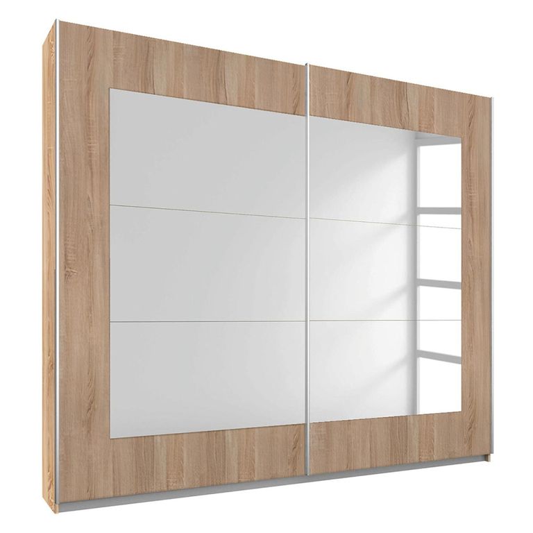 Rauch Alegro 226cm 2 Door Sliding Wardrobe with Mirror - Sonoma Oak