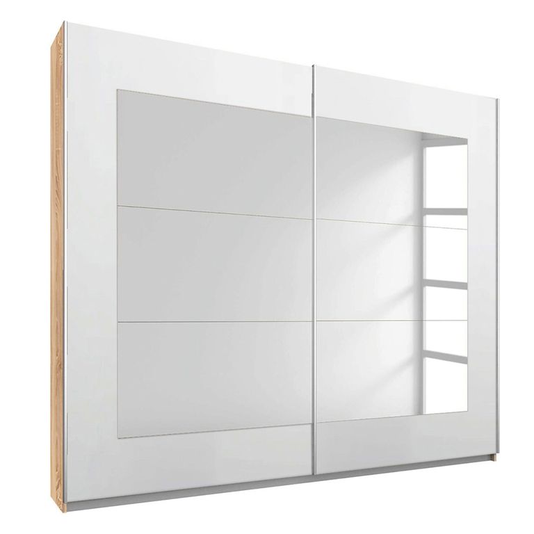 Rauch Alegro 226cm 2 Door Sliding Wardrobe with Mirror - Sonoma Oak and Alpine White