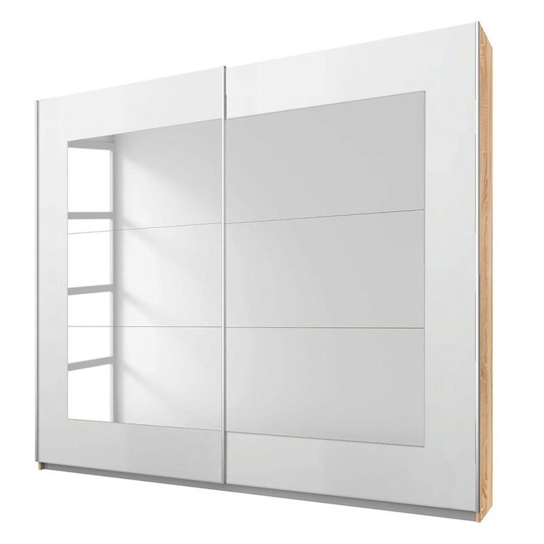 Rauch Alegro 226cm 2 Door Sliding Wardrobe with Mirror - Sonoma Oak and Alpine White