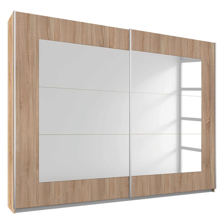 Rauch Alegro 271cm 2 Door Sliding Wardrobe with Mirror - Sonoma Oak