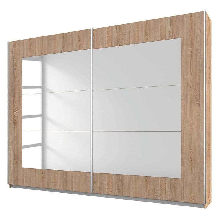 Rauch Alegro 271cm 2 Door Sliding Wardrobe with Mirror - Sonoma Oak