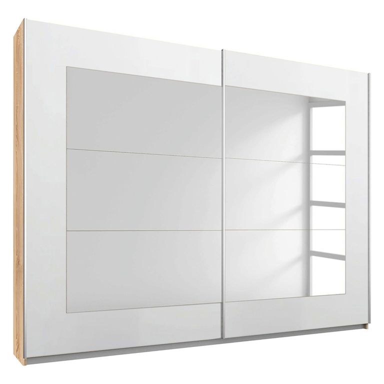 Rauch Alegro 271cm 2 Door Sliding Wardrobe with Mirror - Sonoma Oak and Alpine White