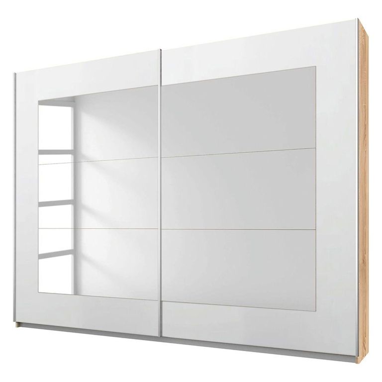 Rauch Alegro 271cm 2 Door Sliding Wardrobe with Mirror - Sonoma Oak and Alpine White