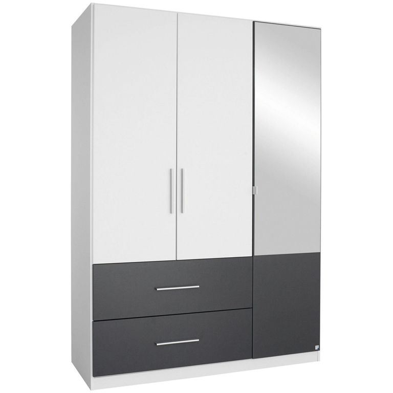 Rauch Alvor 136cm 3 Door Combi Wardrobe - Alpine White and Metallic Dark Grey