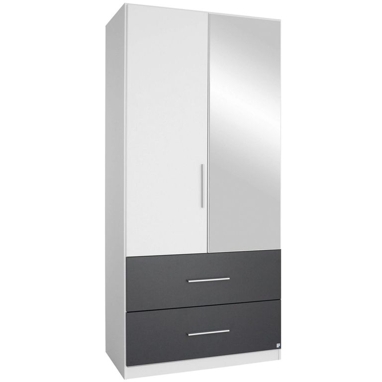 Rauch Alvor 91cm 2 Door Combi Wardrobe - Alpine White and Metallic Dark Grey