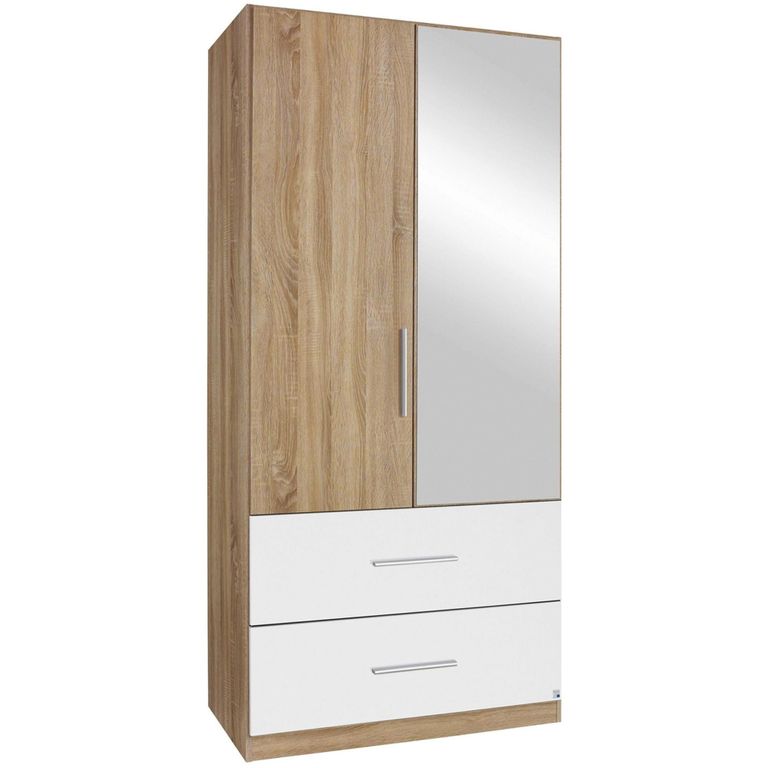 Rauch Alvor 91cm 2 Door Combi Wardrobe - Sonoma Oak and Alpine White