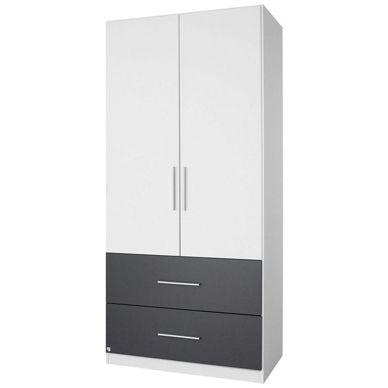 Rauch Alvor 91cm 2 Door Wardrobe - Alpine White and Metallic Dark Grey