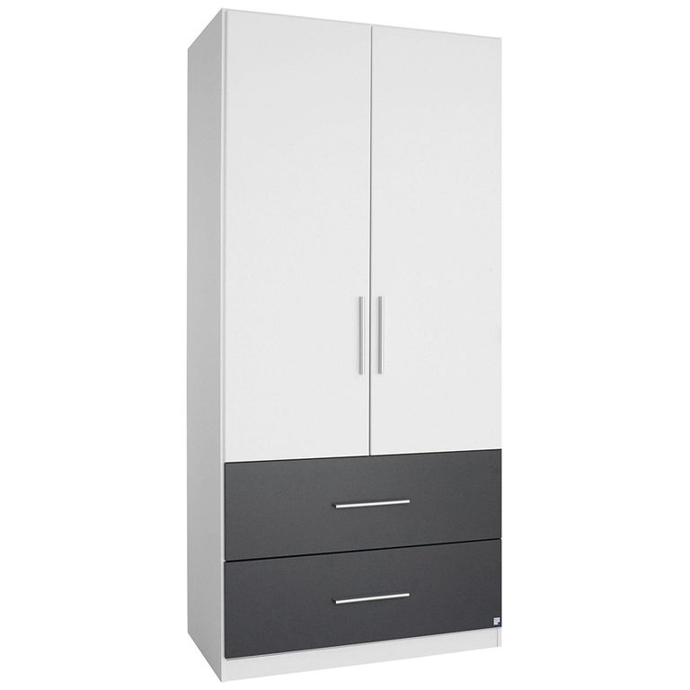 Rauch Alvor 91cm 2 Door Wardrobe - Alpine White and Metallic Dark Grey