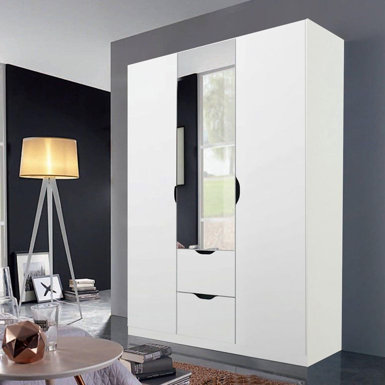 Arnstein Wardrobe - 136cm - 3 Door - Combi - Alpine White