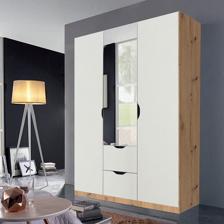 Arnstein Wardrobe - 136cm - 3 Door - Combi - Artisan Oak & Alpine White
