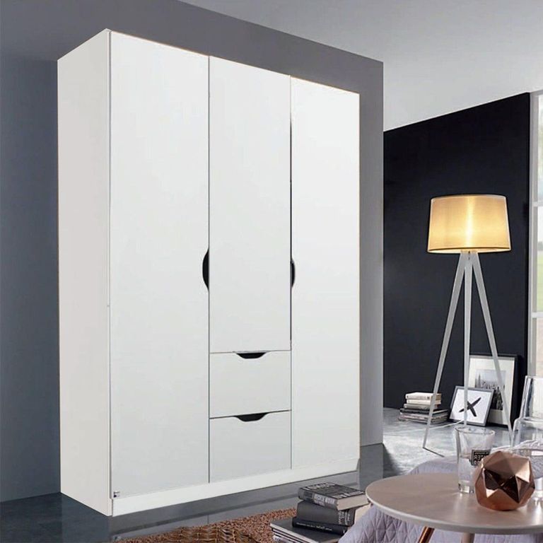Arnstein Wardrobe - 136cm - 3 Door - 2 Drawer - Alpine White