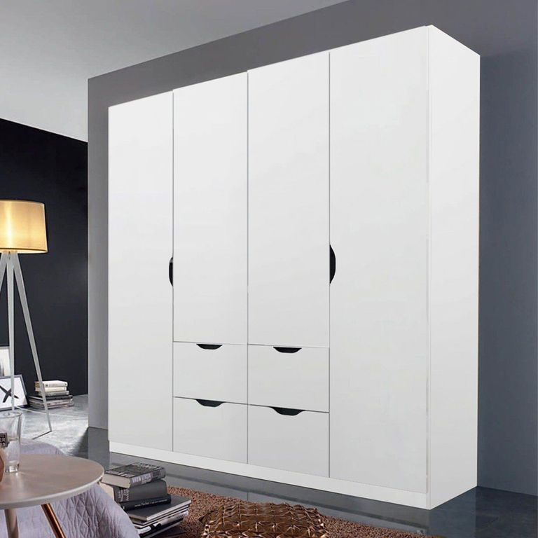 Arnstein Wardrobe - 181cm - 4 Door - 4 Drawer - Alpine White