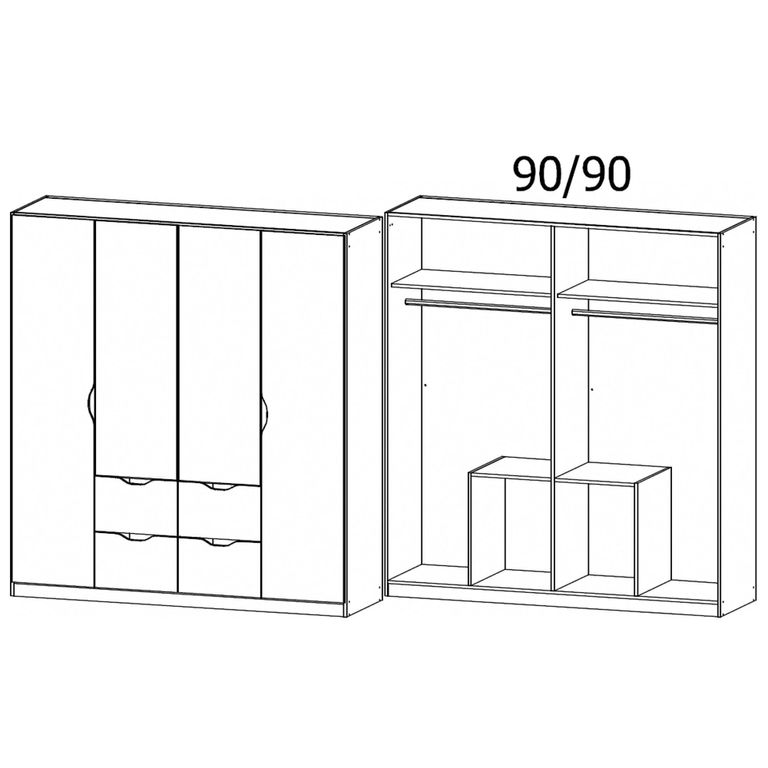 Arnstein Wardrobe - 181cm - 4 Door - 4 Drawer - Alpine White