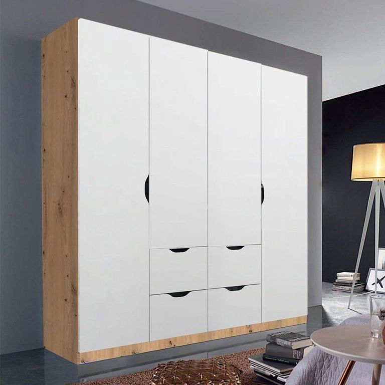 Arnstein Wardrobe - 181cm - 4 Door - 4 Drawer - Artisan Oak & Alpine White