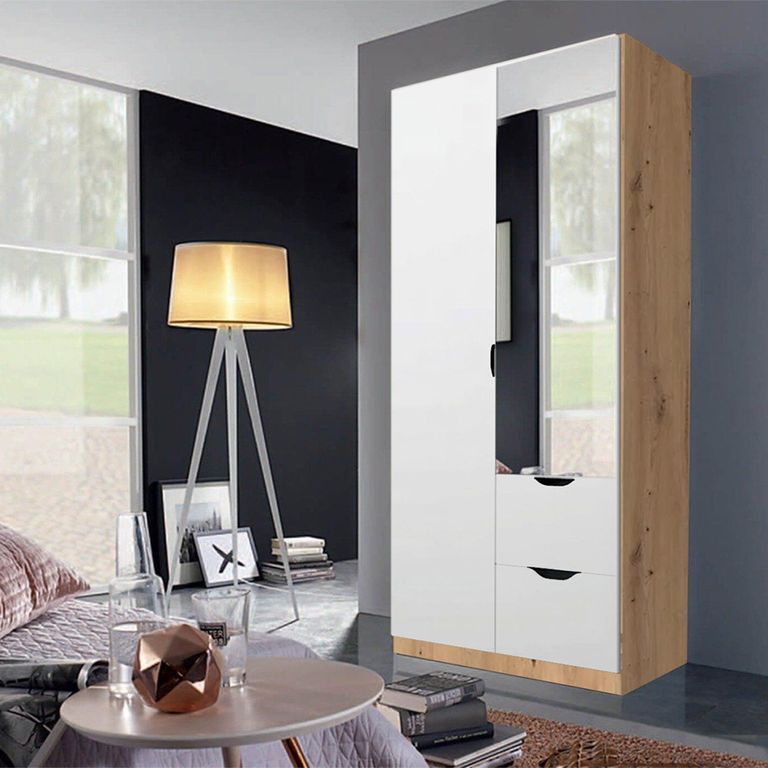 Arnstein Wardrobe - 91cm - 2 Door - Combi - Artisan Oak & Alpine White