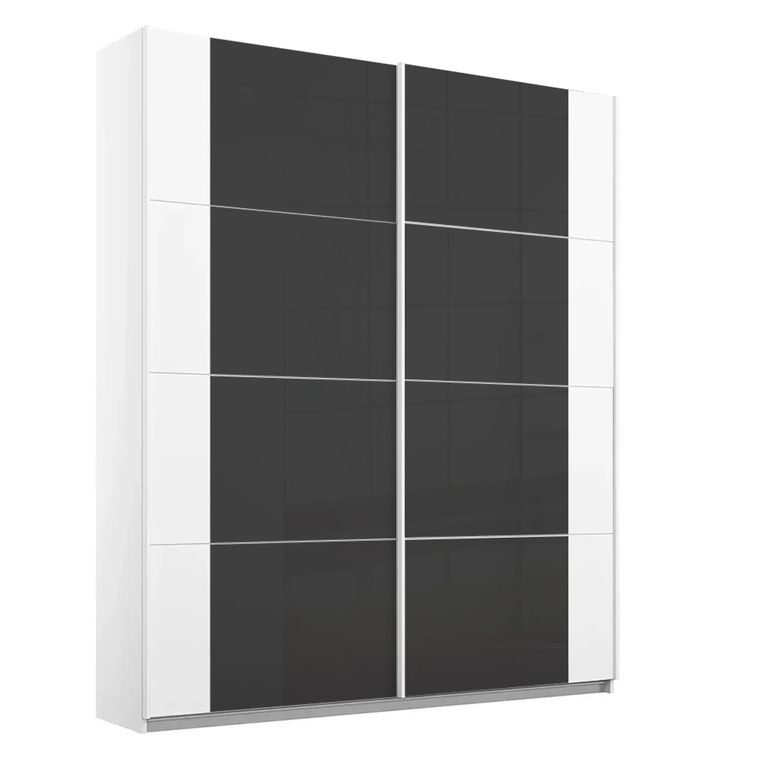 Rauch Artemis 181cm 2 Door Sliding Wardrobe - Alpine White and Basalt Glass