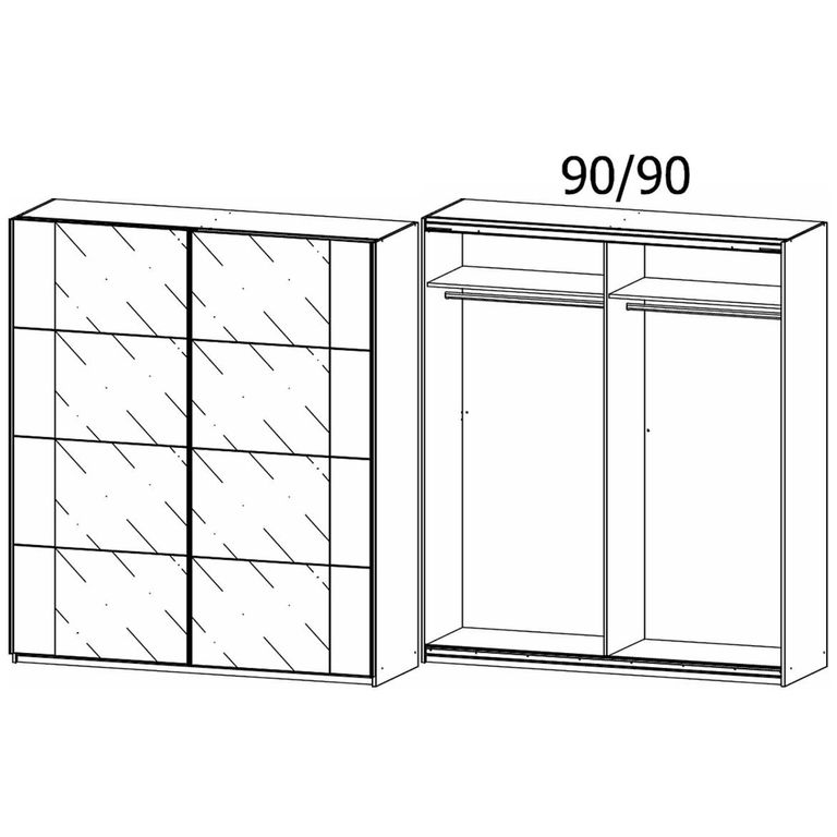 Rauch Artemis 181cm 2 Door Sliding Wardrobe - Alpine White and Champagne Glass