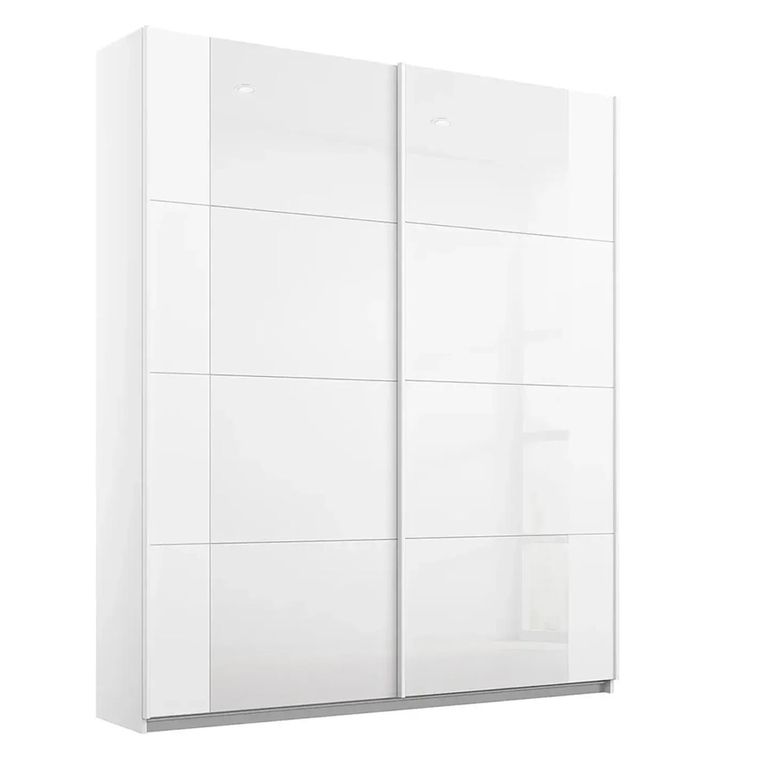 Rauch Artemis 181cm 2 Door Sliding Wardrobe - Alpine White and White Glass