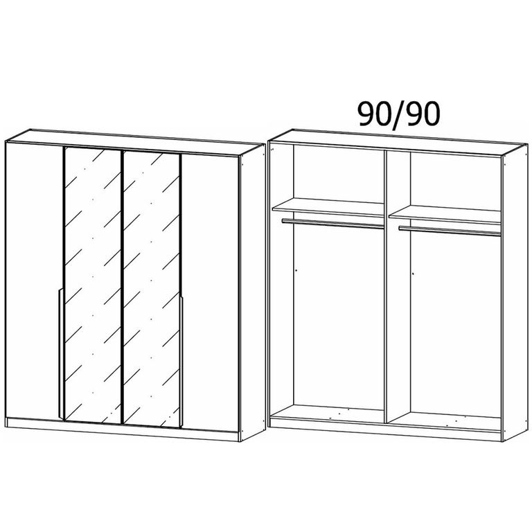 Rauch Artemis 181cm 4 Door Wardrobe - Artisan Oak and Champagne Glass
