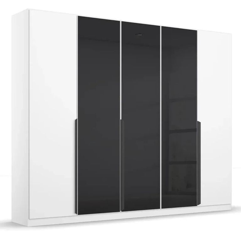 Rauch Artemis 226cm 5 Door Wardrobe - Alpine White and Basalt Glass