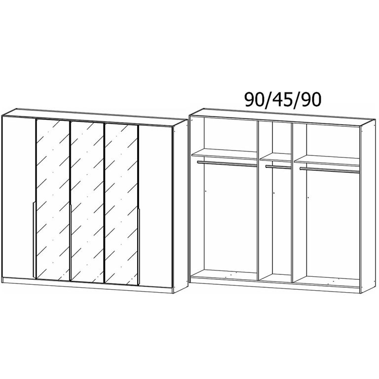 Rauch Artemis 226cm 5 Door Wardrobe - Alpine White and White Glass