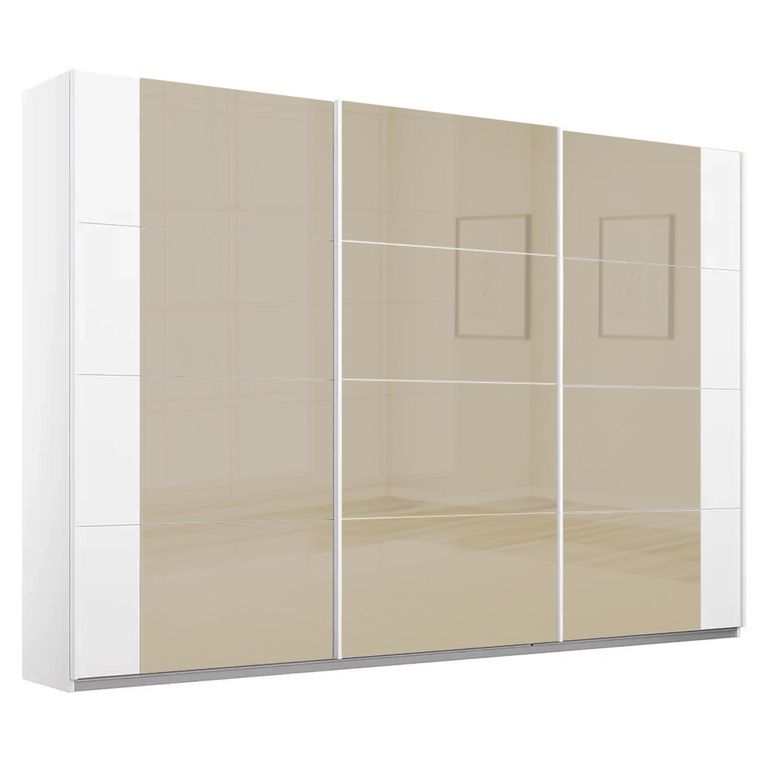 Rauch Artemis 271cm 3 Door Sliding Wardrobe - Alpine White and Champagne Glass