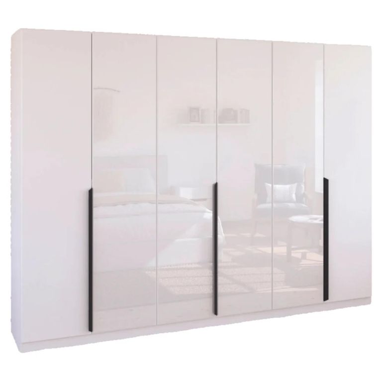 Rauch Artemis 271cm 6 Door Wardrobe - Alpine White and White Glass