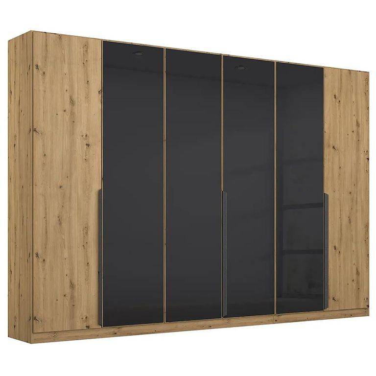 Rauch Artemis 271cm 6 Door Wardrobe - Artisan Oak and Basalt Glass