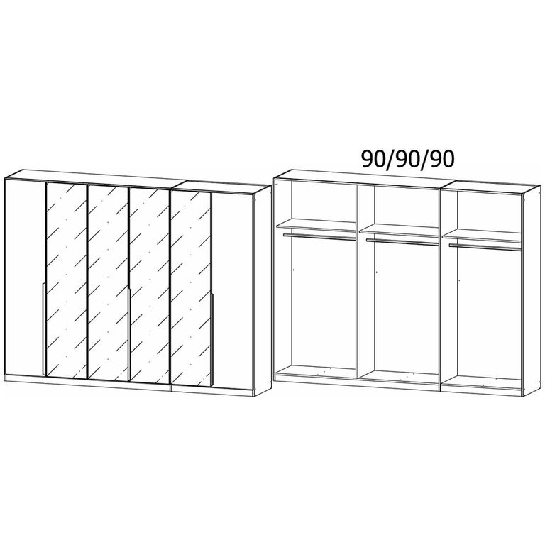 Rauch Artemis 271cm 6 Door Wardrobe - Artisan Oak and Champagne Glass