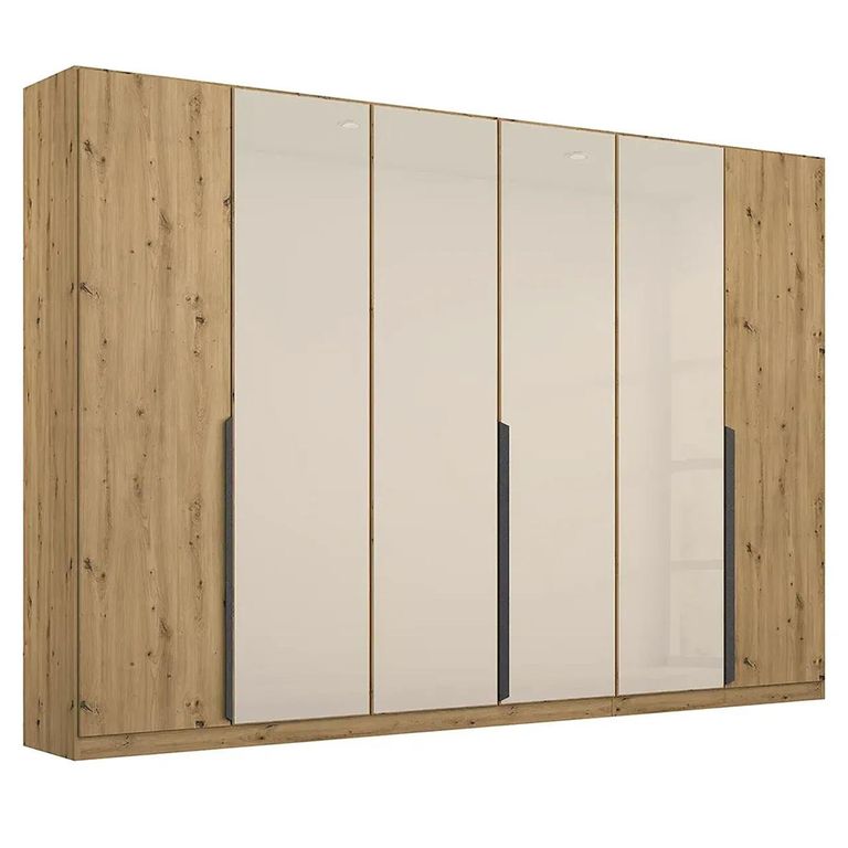 Rauch Artemis 271cm 6 Door Wardrobe - Artisan Oak and Champagne Glass