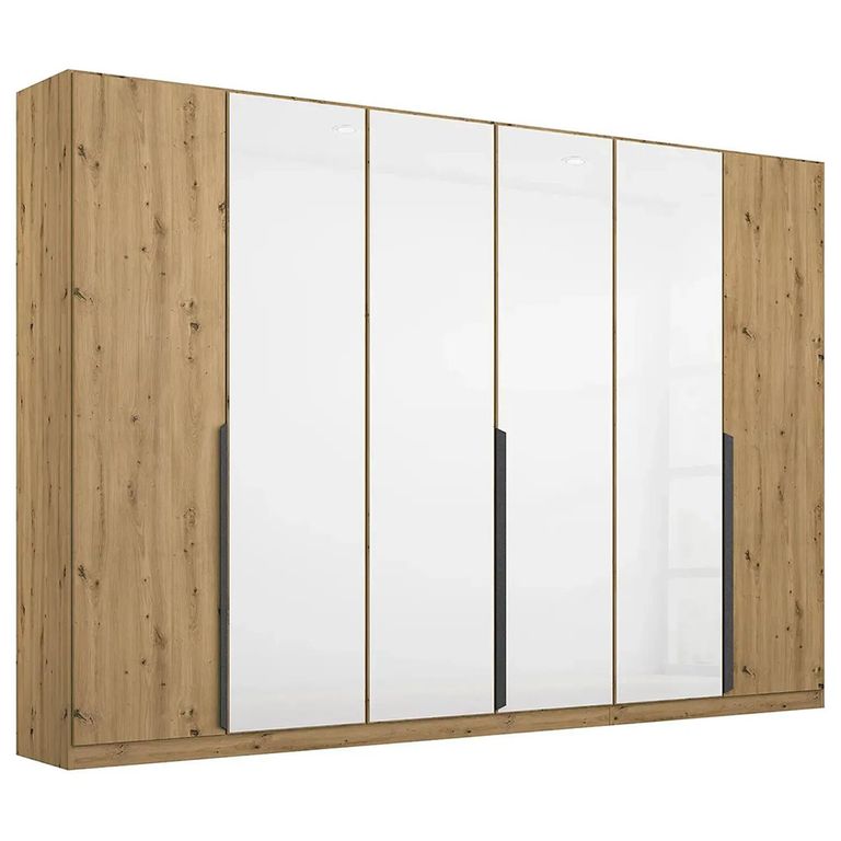 Rauch Artemis 271cm 6 Door Wardrobe - Artisan Oak and White Glass