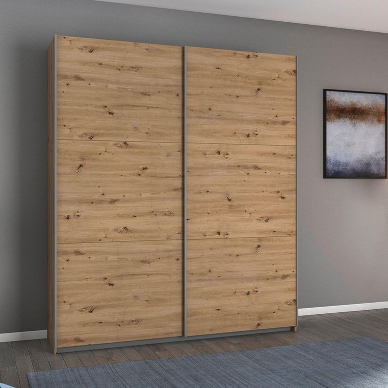 Rauch Aurelio 175cm Artisan Oak 2 Door Sliding Wardrobe