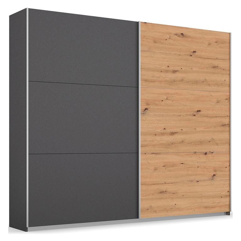 Rauch Aurelio 218cm Metallic Grey and Artisan Oak 2 Door Sliding Wardrobe