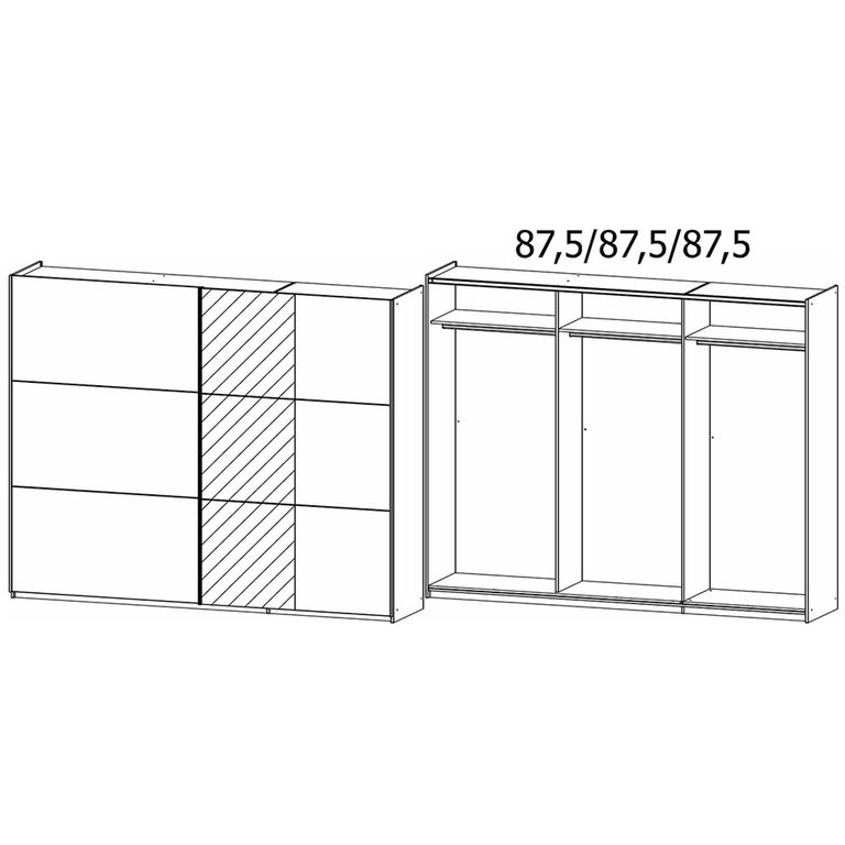 Rauch Aurelio 261cm Metallic Grey 2 Door Mirror Sliding Wardrobe