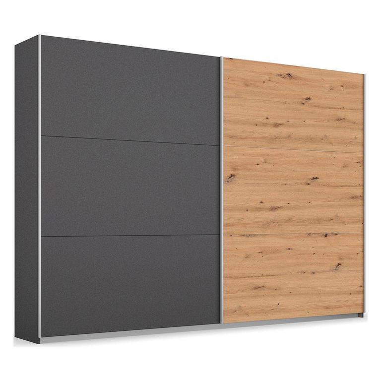 Rauch Aurelio 261cm Metallic Grey and Artisan Oak 2 Door Sliding Wardrobe