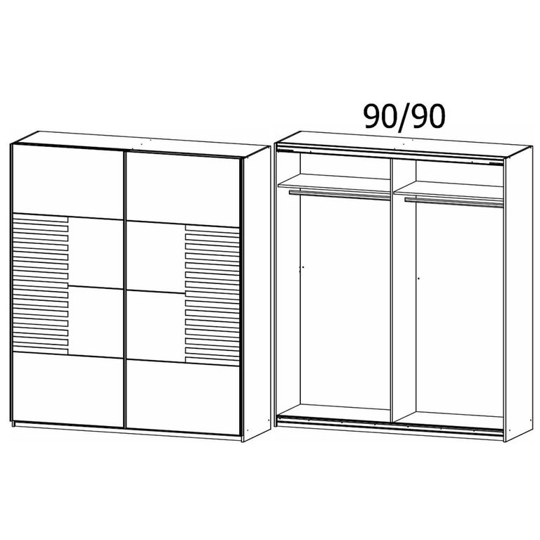 Rauch Barea 181cm 2 Door Sliding Wardrobe - Metallic Grey and Atlantic Dark Oak