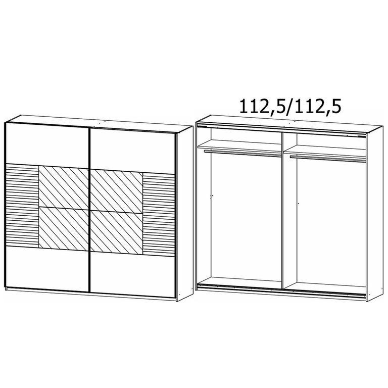 Rauch Barea 226cm 2 Door Mirror Sliding Wardrobe - Metallic Grey and Atlantic Dark Oak