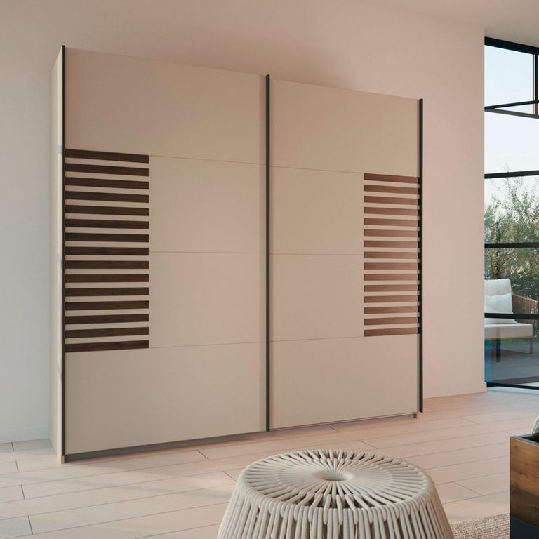 Rauch Barea 226cm 2 Door Sliding Wardrobe - Champagne and Atlantic Dark Oak