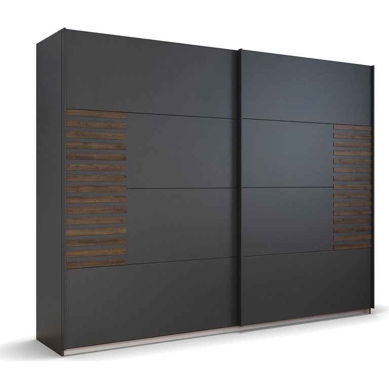 Rauch Barea 271cm 2 Door Sliding Wardrobe - Metallic Grey and Atlantic Dark Oak