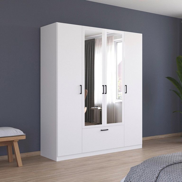 Rauch Bari 181cm 4 Door Combi Wardrobe - Alpine White