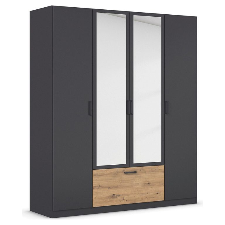 Rauch Bari 181cm 4 Door Combi Wardrobe - Metallic Grey and Artisan Oak