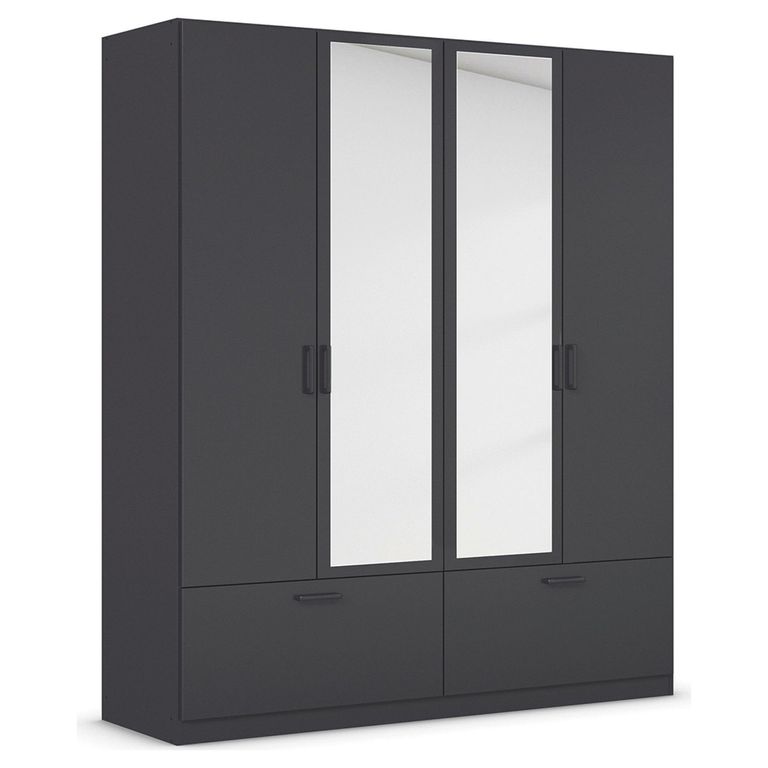 Rauch Bari 181cm 4 Door Combi Wardrobe with Drawers - Metallic Grey