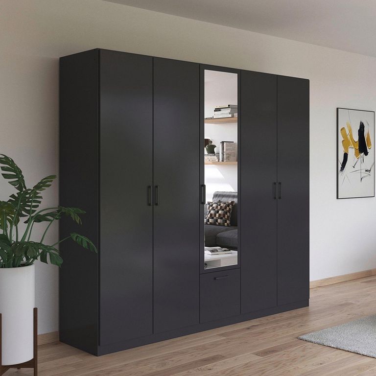Rauch Bari 226cm 5 Door Combi Wardrobe - Metallic Grey