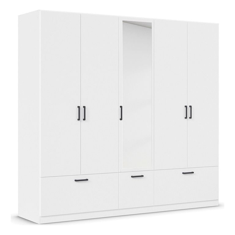 Bari Wardrobe - 226cm - 5 Door - Combi - 3 Drawer - Alpine White